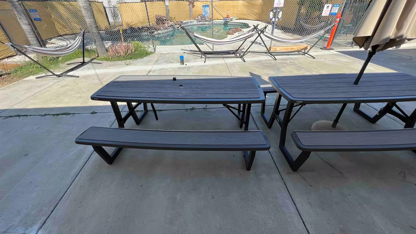 Outdoor patio and pool area at Serenta, Tracy CA